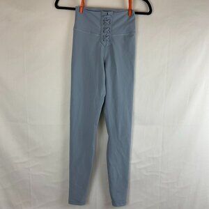 We Wore What Leggings XS Light Blue Lace Up Detail